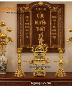 Bộ Lư xưa trái đào cao 55cm phù hợp ban thờ ngang 127 cm x Rộng 60cm